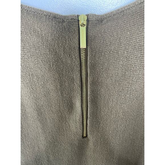 MICHAEL Michael Kors Sweater Long Sleeves Knit Hi-Low Brown Gold Zipper XS - Picture 5 of 11